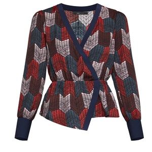 BCBG Surplice blouse top size small NWT Chevron